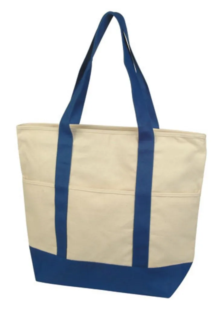 10 Lot Large 20inch Grocery Shopping Beach Totes Bags Reusable Zippered Cotton Canvas Wholesale