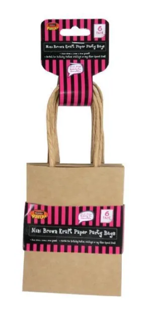 4 Pack Mini Brown Kraft Paper Party Bags