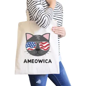 Ameowica Natural Eco-Friendly Canvas Bag Unique Cat Design Tote Bag