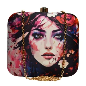 Artklim Girl Portrait Printed Clutch