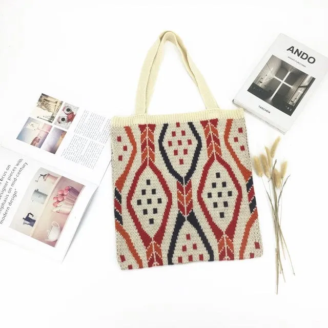 Aztec Soft Crochet Shoulder Bags