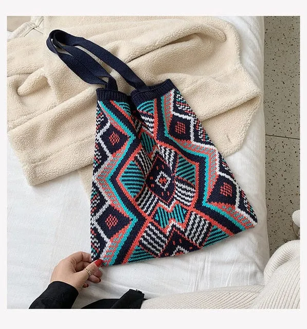 Aztec Soft Crochet Shoulder Bags