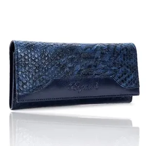 Bagneeds Crok with Pu Leather Fabric Clutch Cash/Card Holder for Women/Girls (Blue)