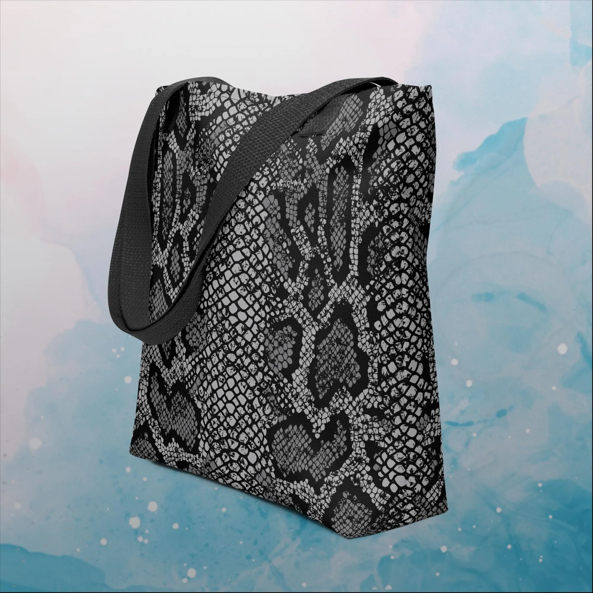 Black Snake Skin Print Tote Bag