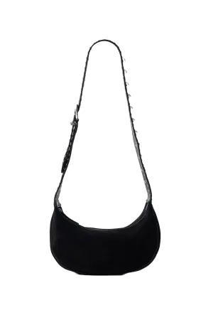 Black Suede Studded Sling Bag