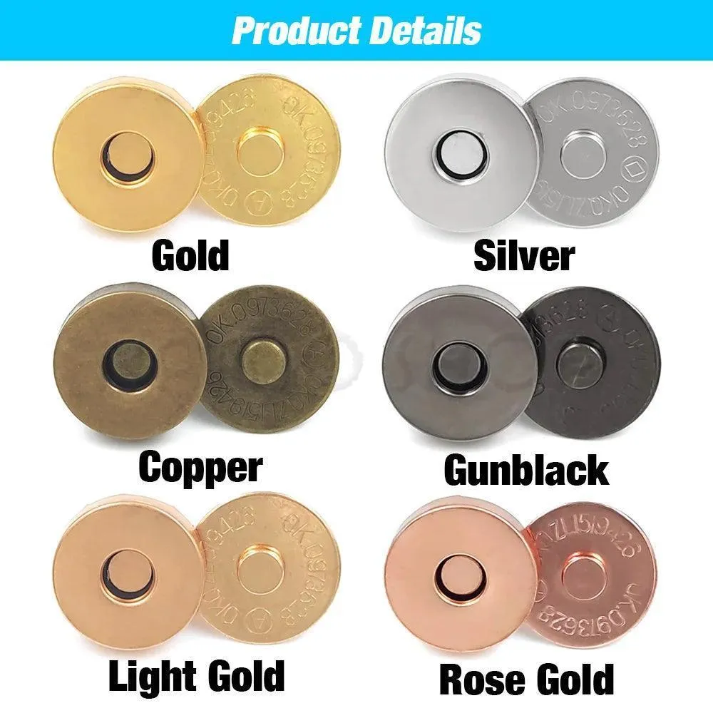 Brass Magnetic Snap Fasteners Kit: Stylish Clasps for Handbags - Crafters' Essential