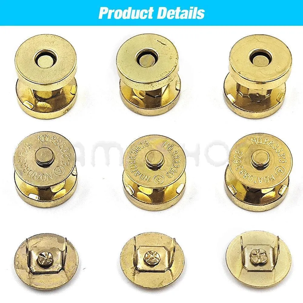 Brass Magnetic Snap Fasteners Kit: Stylish Clasps for Handbags - Crafters' Essential