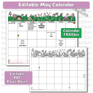 Calendar for MAY (Karen's Kids Free Template)