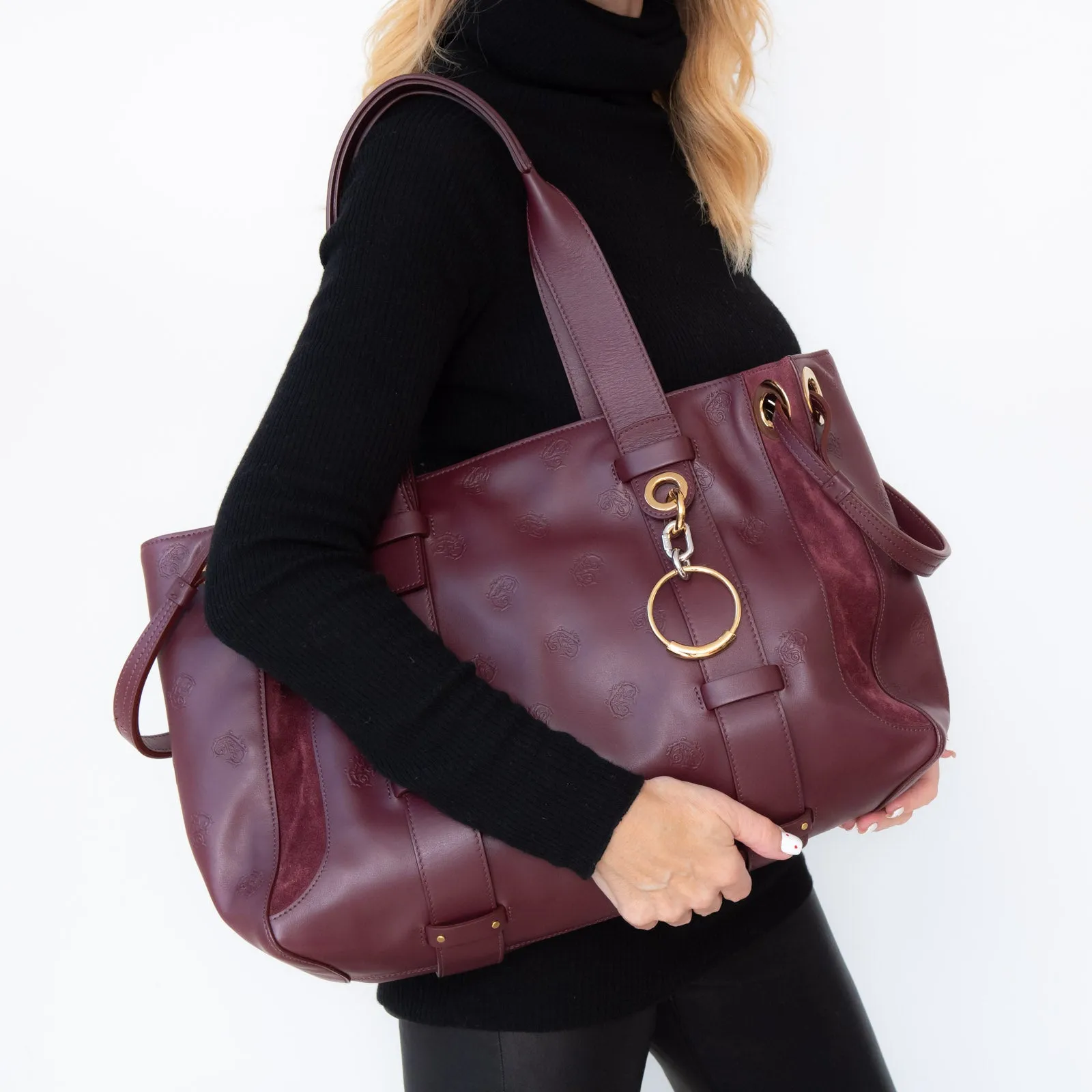 Chloe Large Burgundy Leather And Suede Shoulder Bag