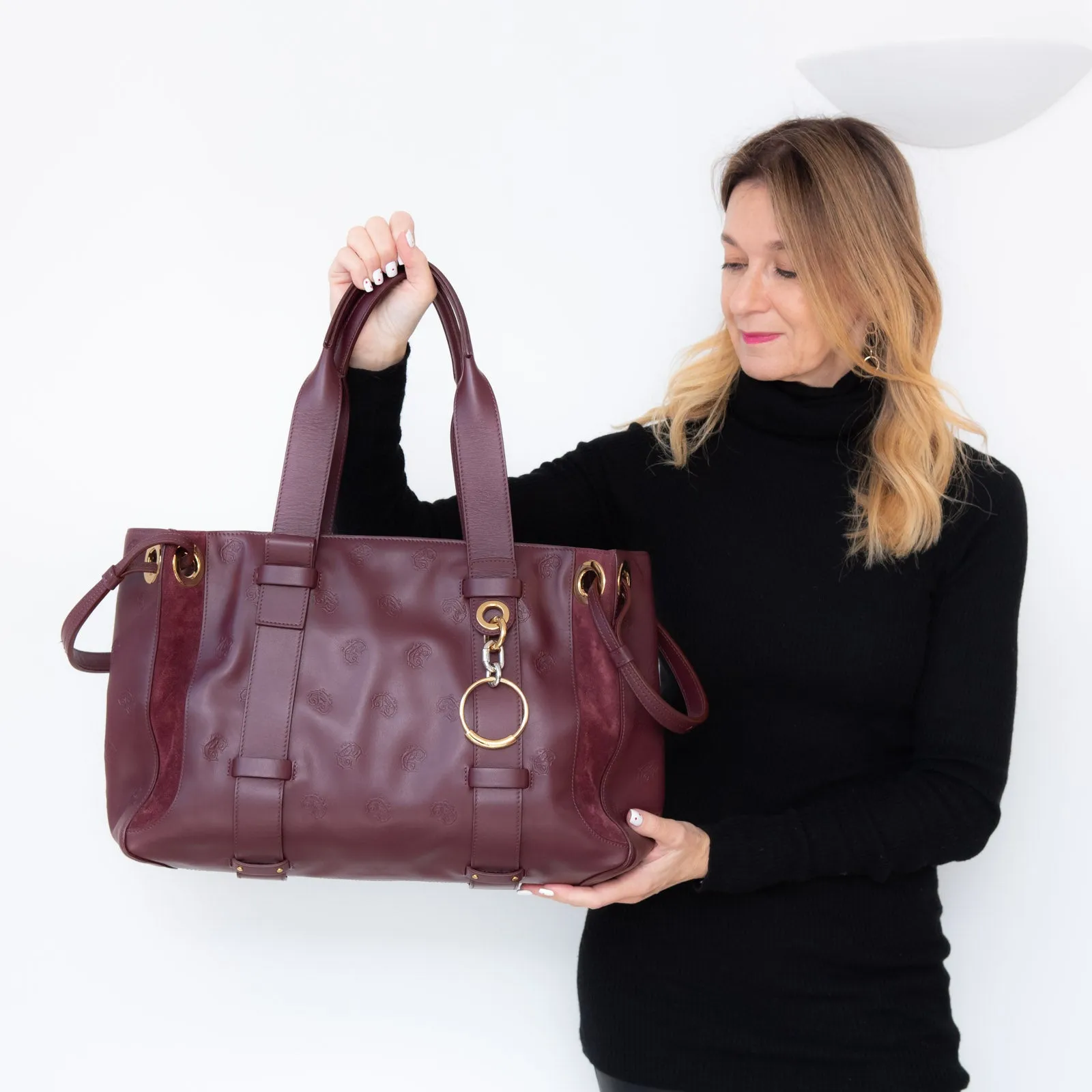 Chloe Large Burgundy Leather And Suede Shoulder Bag