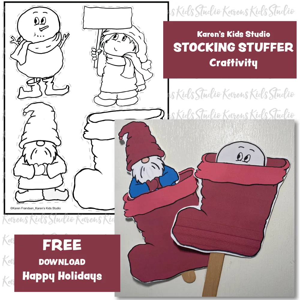 Christmas Craft Stocking Stuffer Popup Free Template (Karen's Kids Printables)