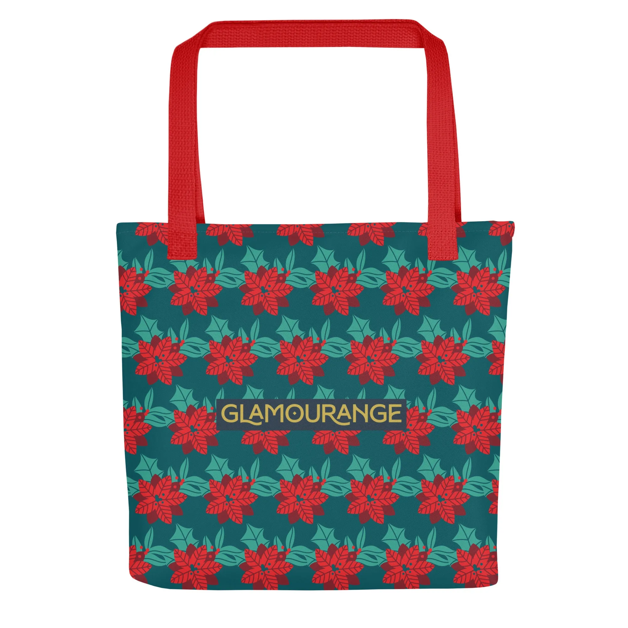 Christmas Tote Bag - Christmas Flower (Glamourange Festive Pattern Christmas Tote Bags)