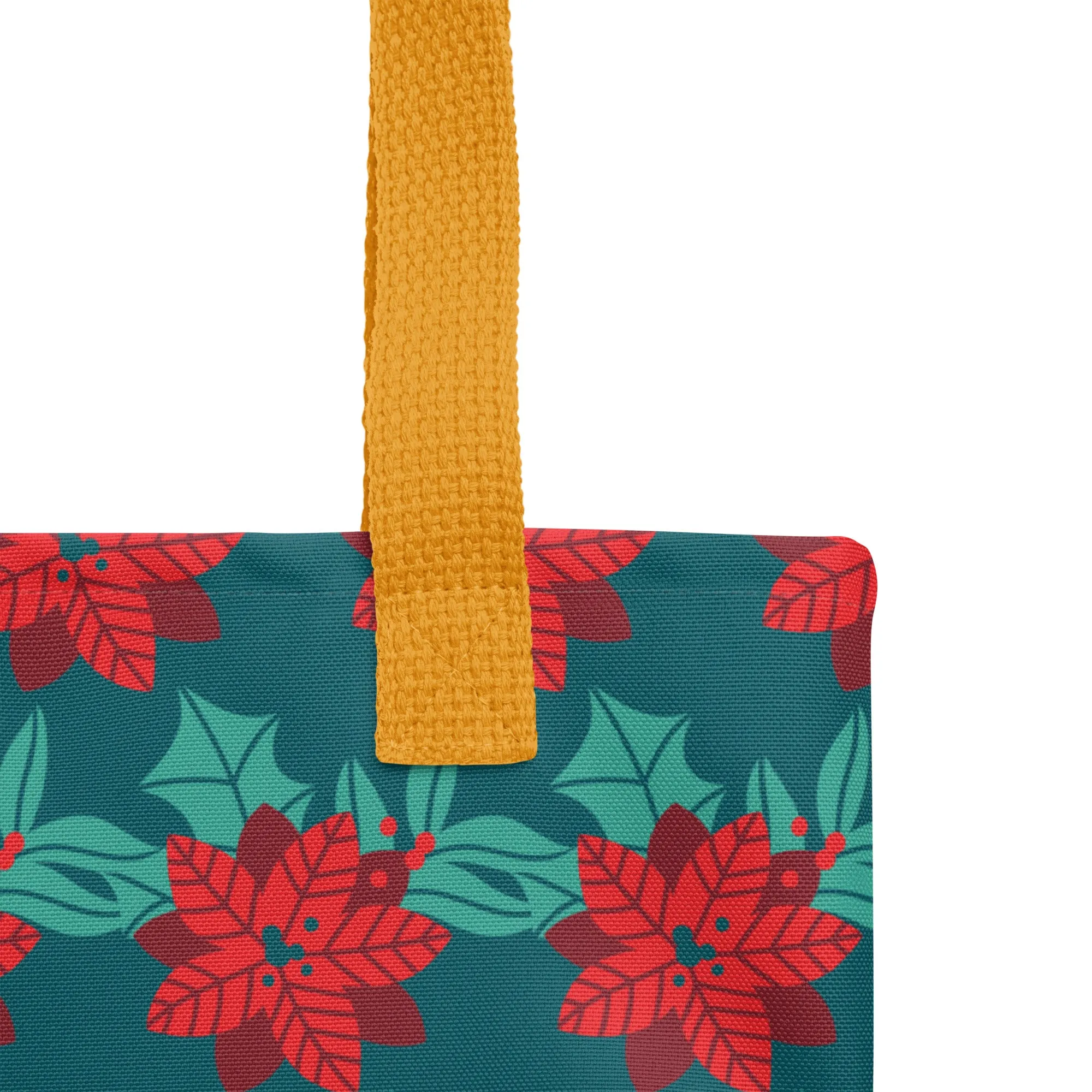 Christmas Tote Bag - Christmas Flower (Glamourange Festive Pattern Christmas Tote Bags)