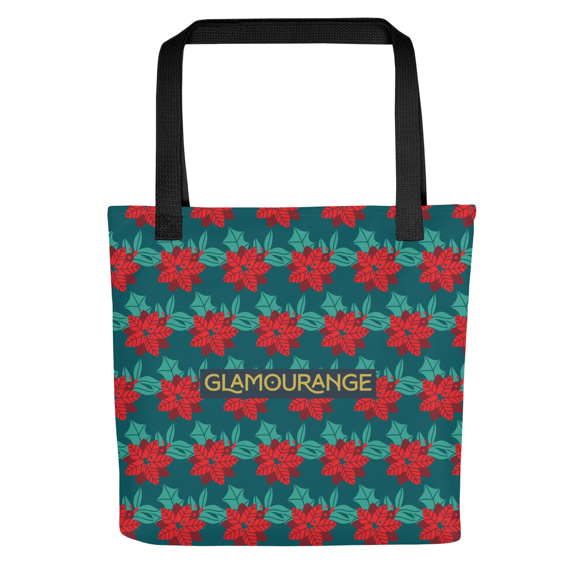 Christmas Tote Bag - Christmas Flower (Glamourange Festive Pattern Christmas Tote Bags)