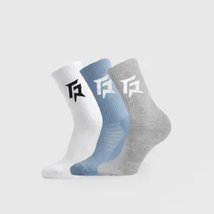 Crew Socks 3Pcs (Sky   Grey   White)