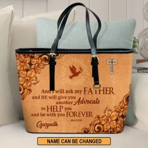 Cross And Pigeon John 1416 Personalized Large Leather Tote Bag - Christian Gifts For Women