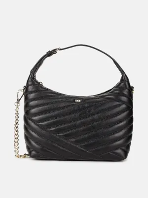 Dkny Women Black Solid Quilted Hobo Bag