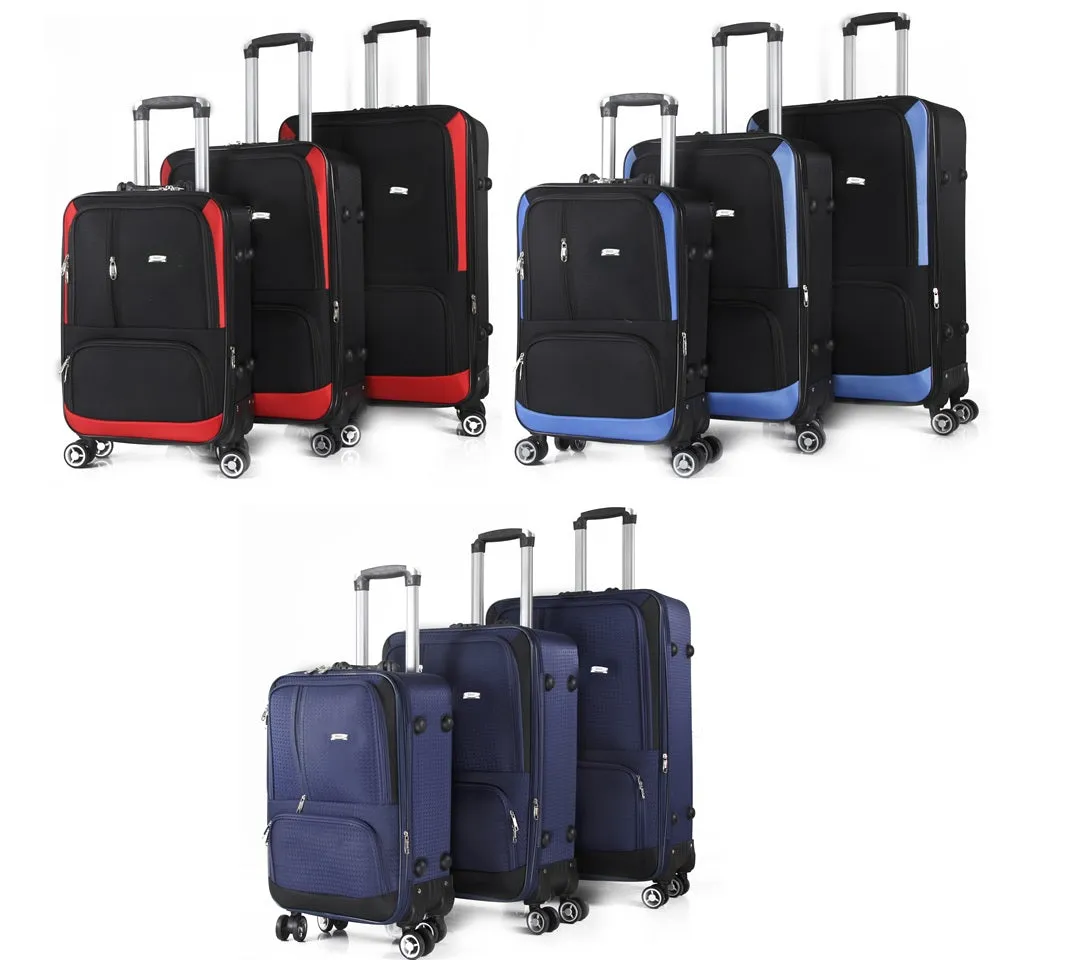 Dominic Soft Shell Lightweight Expandable 360 Dual Spinning Wheels Combo Lock 28", 24", 20" 3 Piece Luggage Set