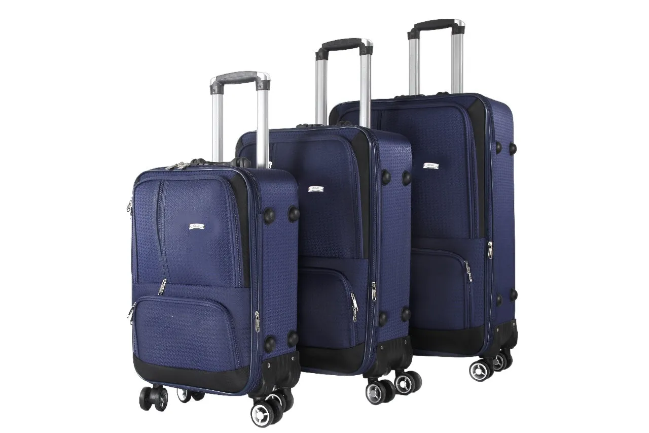 Dominic Soft Shell Lightweight Expandable 360 Dual Spinning Wheels Combo Lock 28", 24", 20" 3 Piece Luggage Set