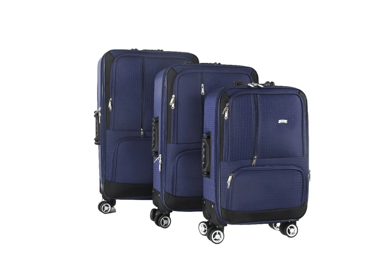 Dominic Soft Shell Lightweight Expandable 360 Dual Spinning Wheels Combo Lock 28", 24", 20" 3 Piece Luggage Set