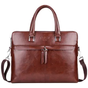 Double Partition Businessmen Leather Briefcase