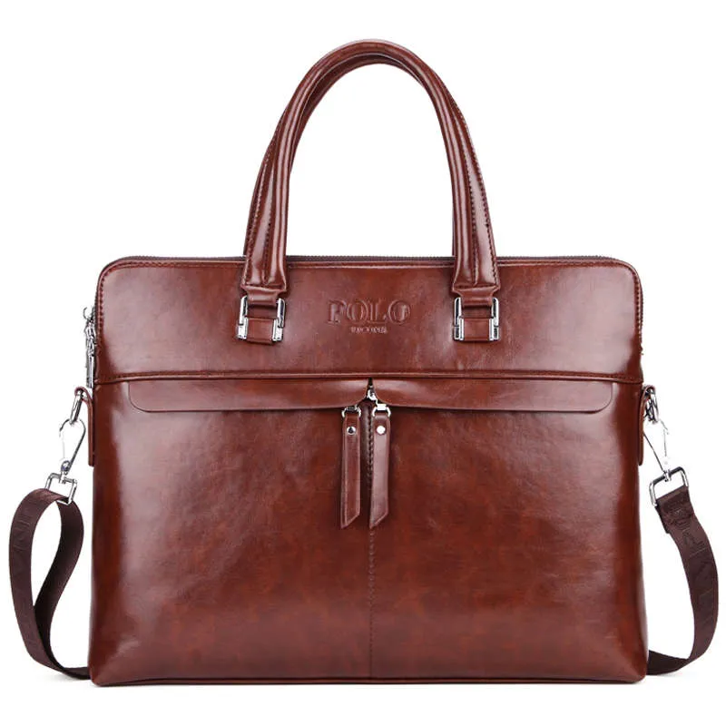 Double Partition Businessmen Leather Briefcase