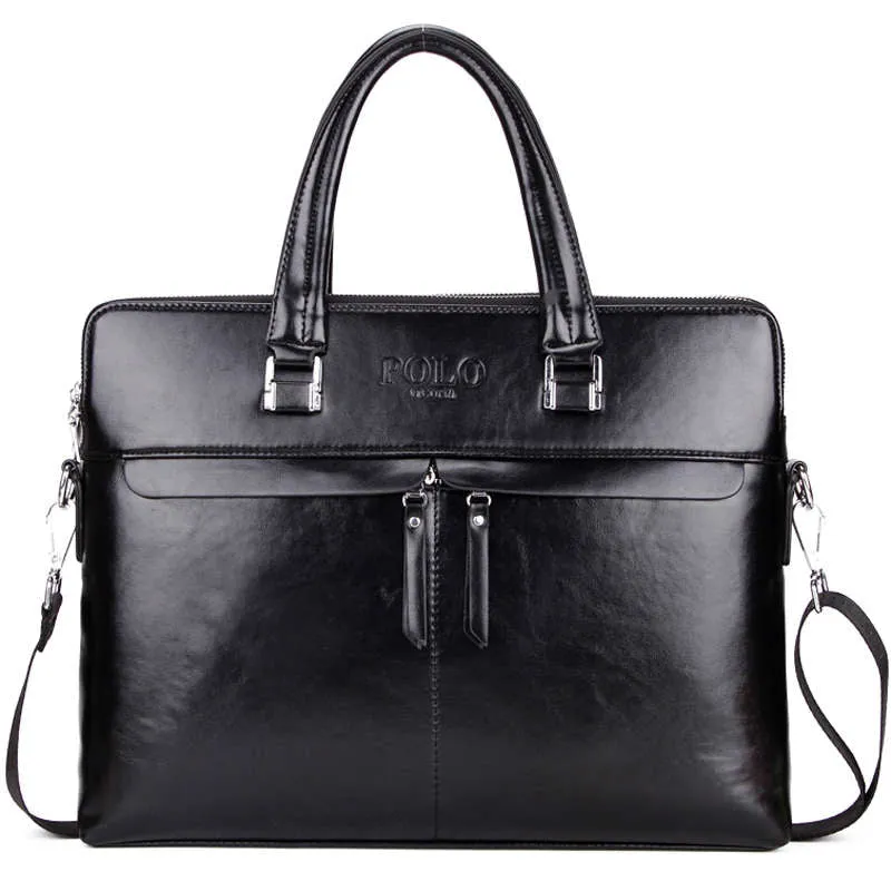 Double Partition Businessmen Leather Briefcase