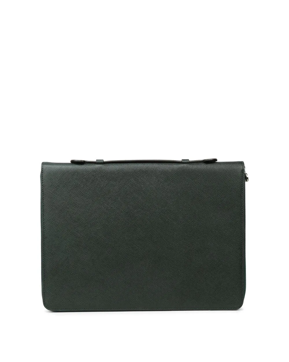 Double Zip Top Handle Saffino Leather Portfolio in Forrest