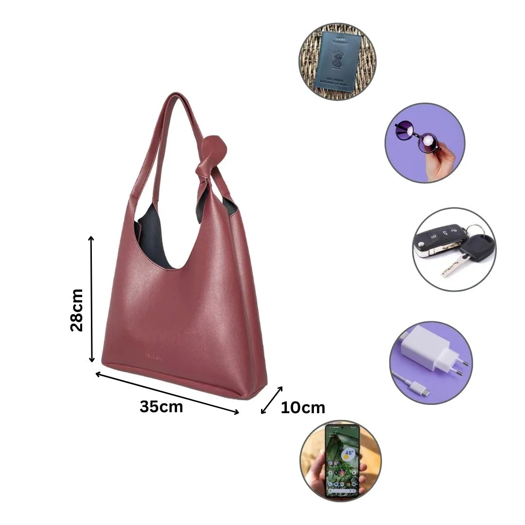 Elegant Shoulder Hobo Maroon Bag For Women & Girls