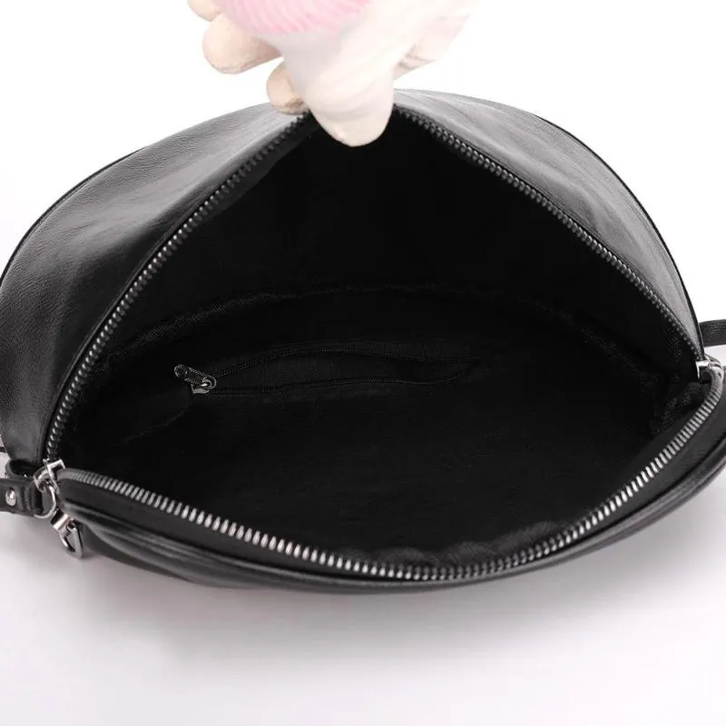 Fashion Crossbody Black & Silver Shoulder Bag Soft PU