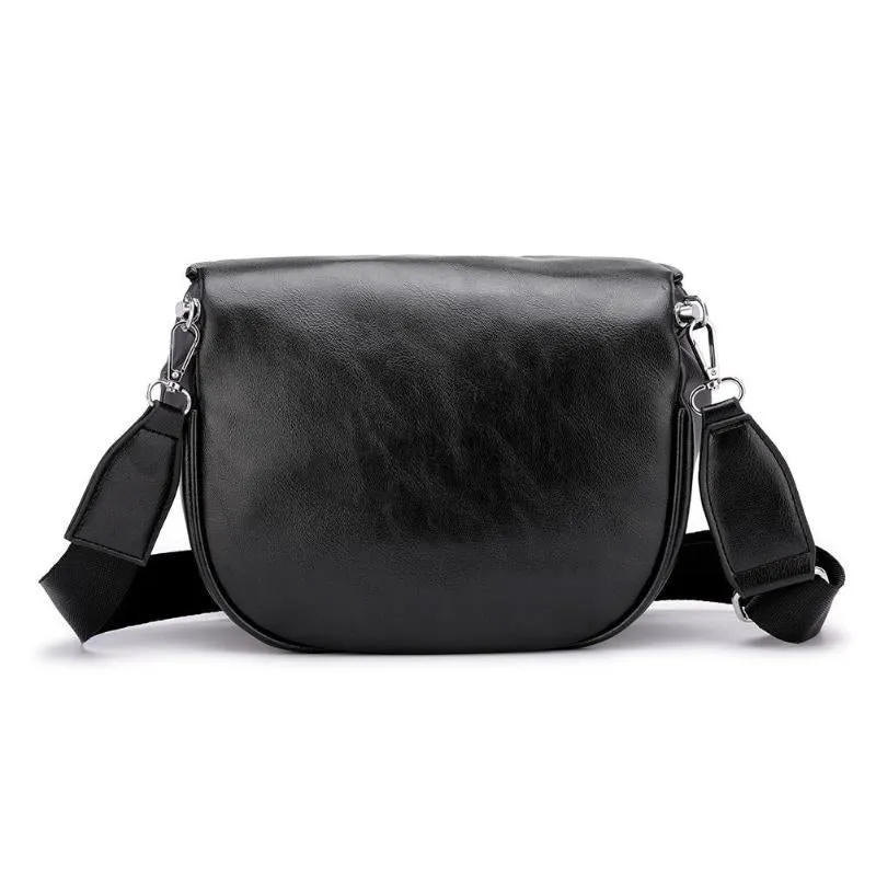 Fashion Crossbody Black & Silver Shoulder Bag Soft PU