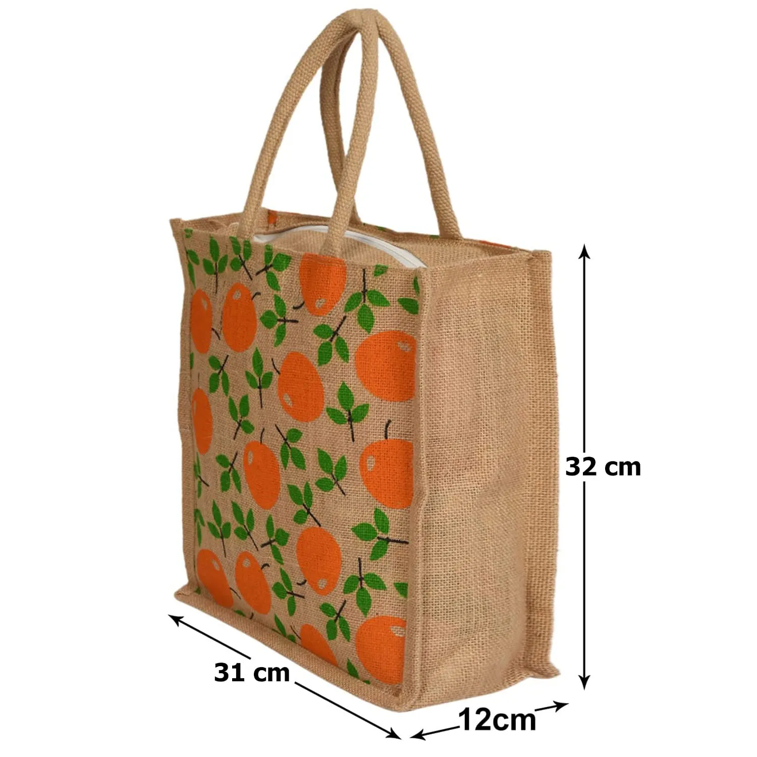 Fun Home Shopping Bag|Jute Eco-Friendly & Reusable Grocery Bag|Hand Bag with Zip & Handle for Daily Use|Pack of 2|Brown