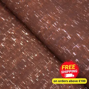 Glam Umber Brown with silver- cork textile sheet rustic COF-368