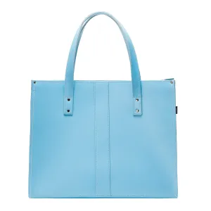 Handmade Leather Shopper - Pastel Baby Blue