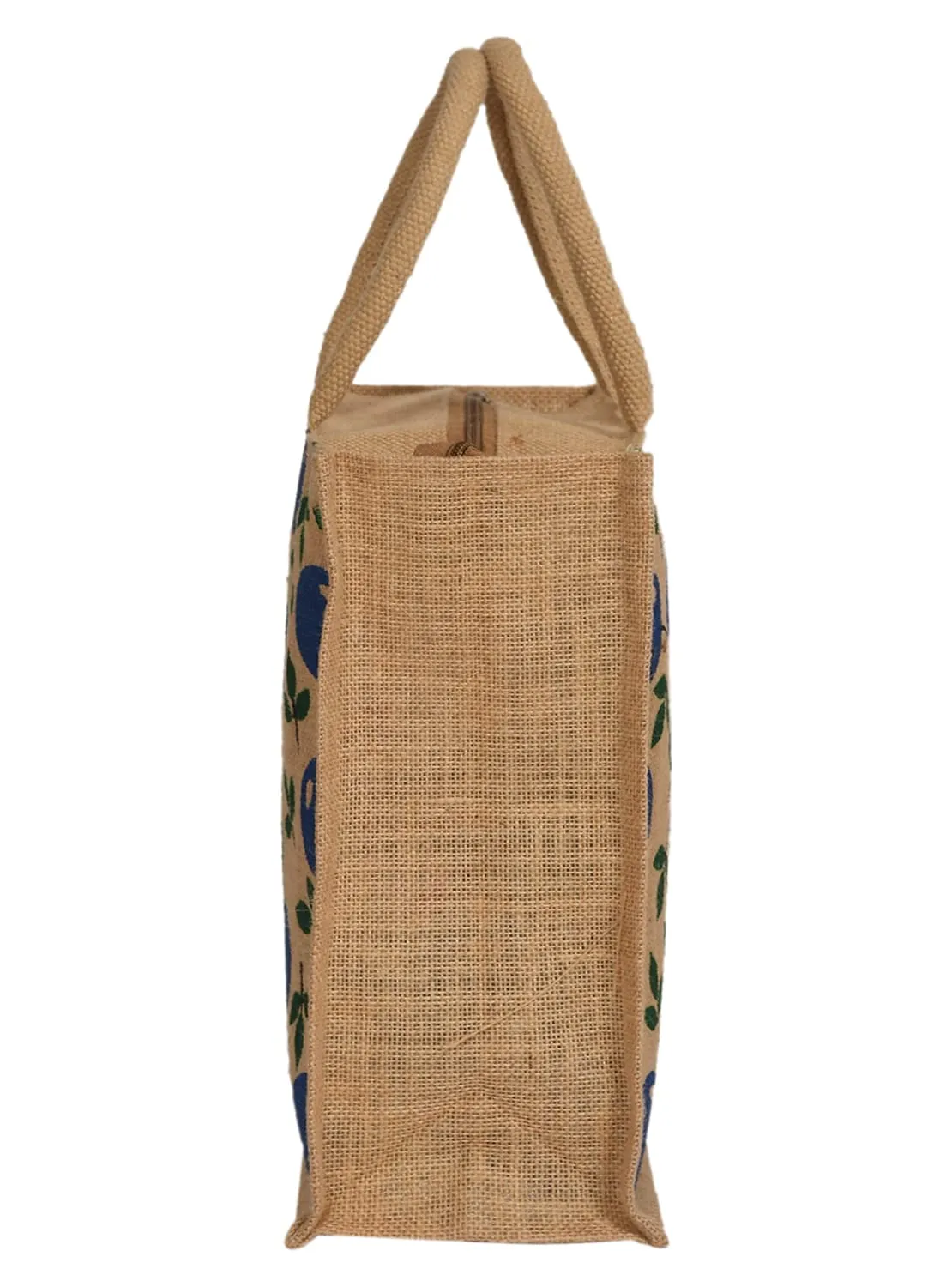 Heart Home Fruits Print Jute Reusable Eco-Friendly Hand Bag/Grocery Bag For Man, Woman With Handle (Blue) 54HH4360.