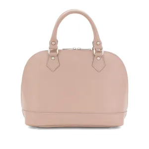 Italian Designer Soft Leather Bowling Bag - Swolit Bria- Nude