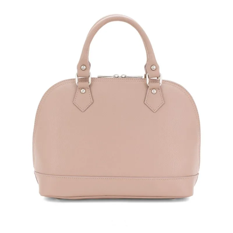 Italian Designer Soft Leather Bowling Bag - Swolit Bria- Nude