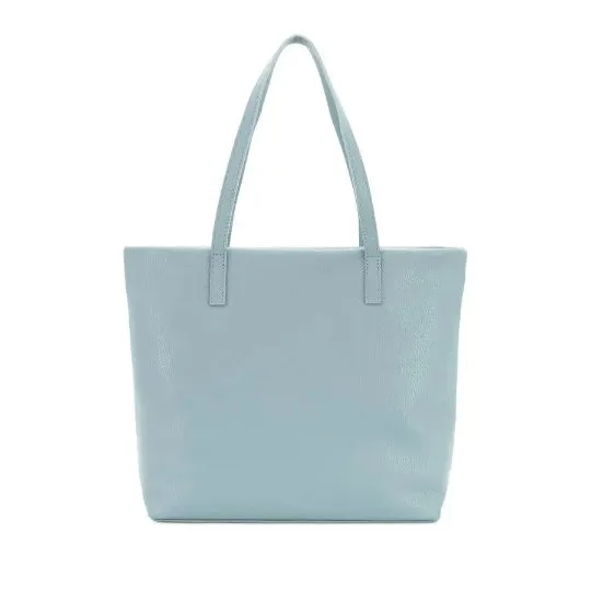 Italian Designer Soft Leather Shopper with Zip Giada Pale Blue