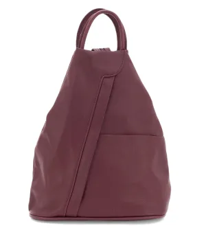 Italian Designer Soft Leather Triangular Backpack Ilaria Burgundy