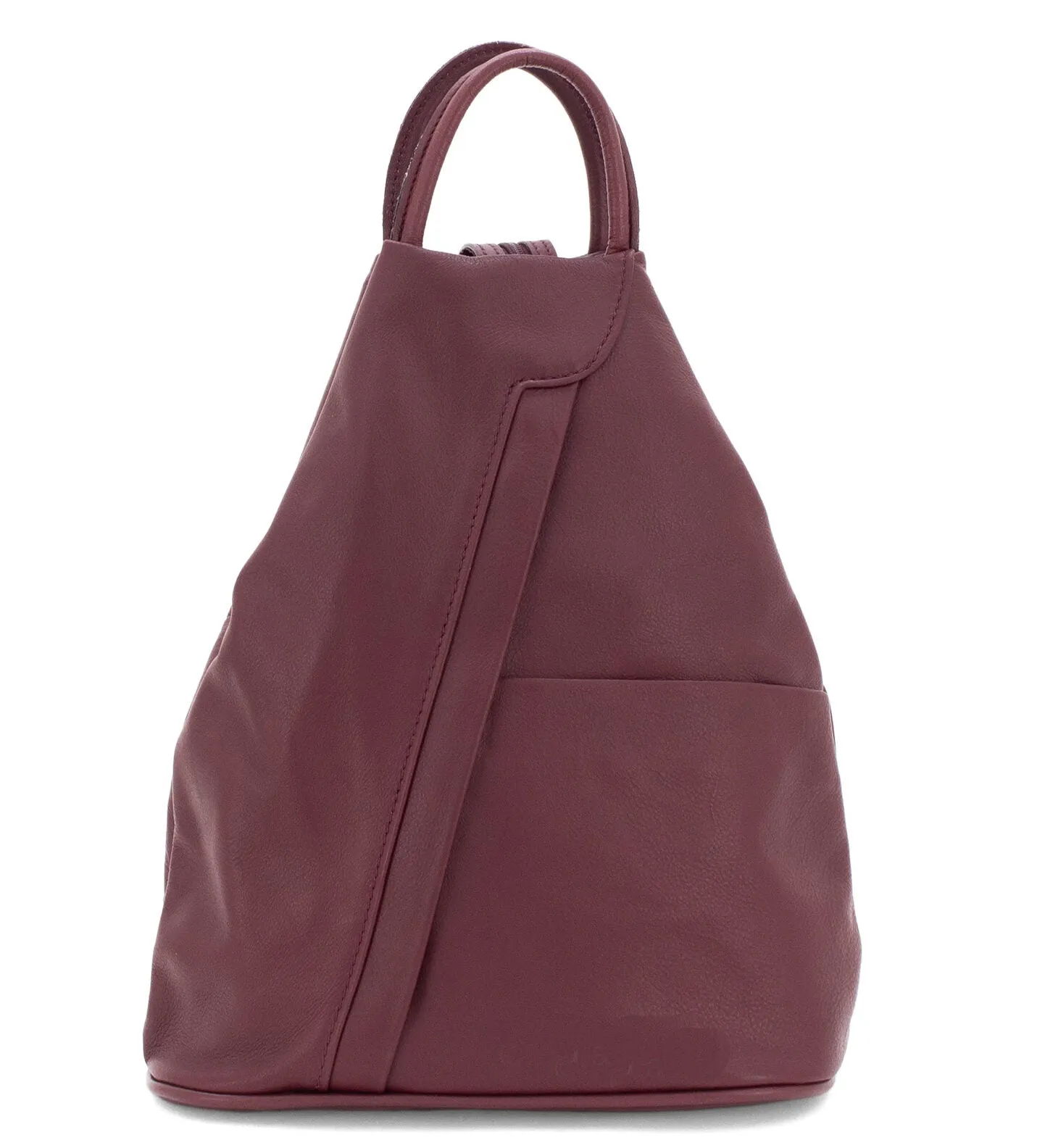 Italian Designer Soft Leather Triangular Backpack Ilaria Burgundy