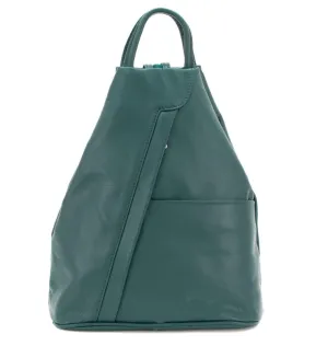 Italian Designer Soft Leather Triangular Backpack Ilaria Teal