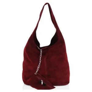 Italian Designer Soft Suede Leather  Shoulder Bag-Swolit Bellissima - Burgundy