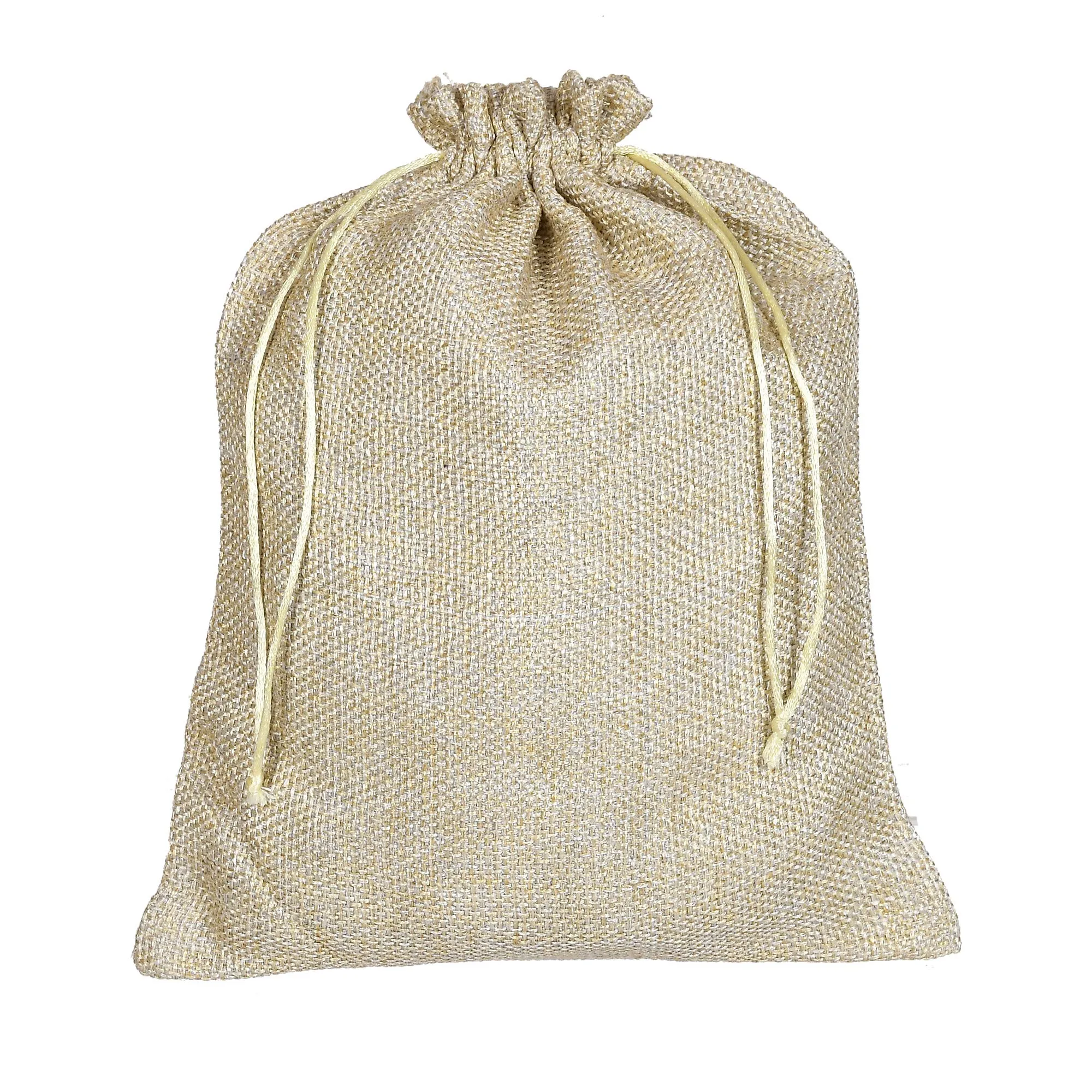 Kuber Industries Jute Potli Bags for Return Gifts with Drawstring|Pack of 2 (Gold)