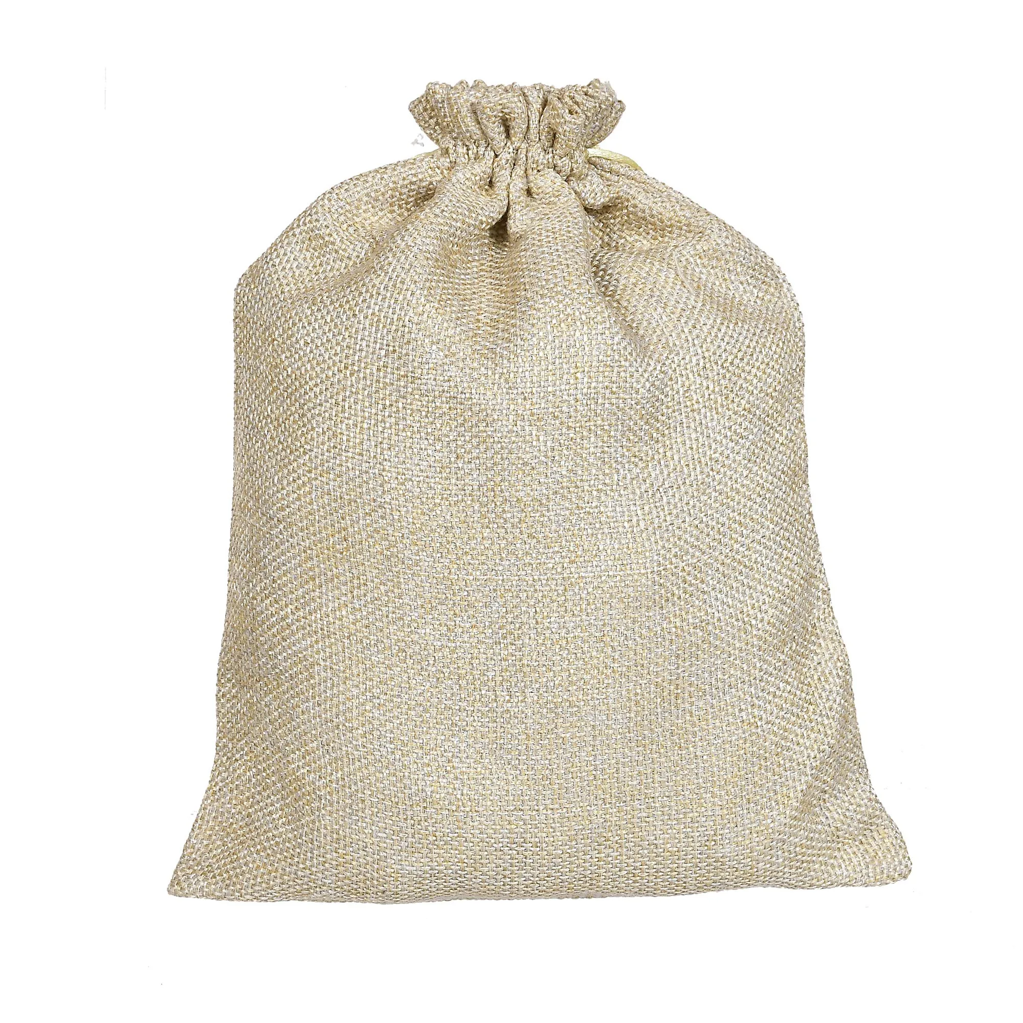 Kuber Industries Jute Potli Bags for Return Gifts with Drawstring|Pack of 2 (Gold)