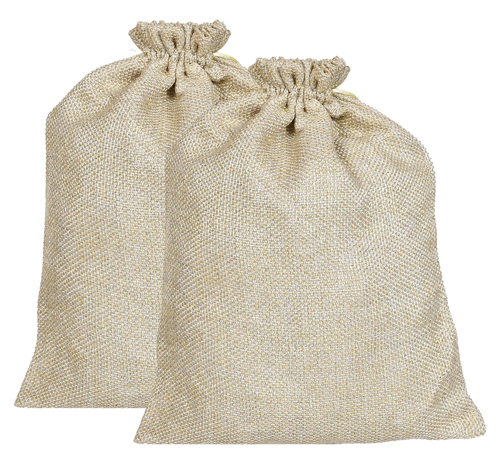 Kuber Industries Jute Potli Bags for Return Gifts with Drawstring|Pack of 2 (Gold)