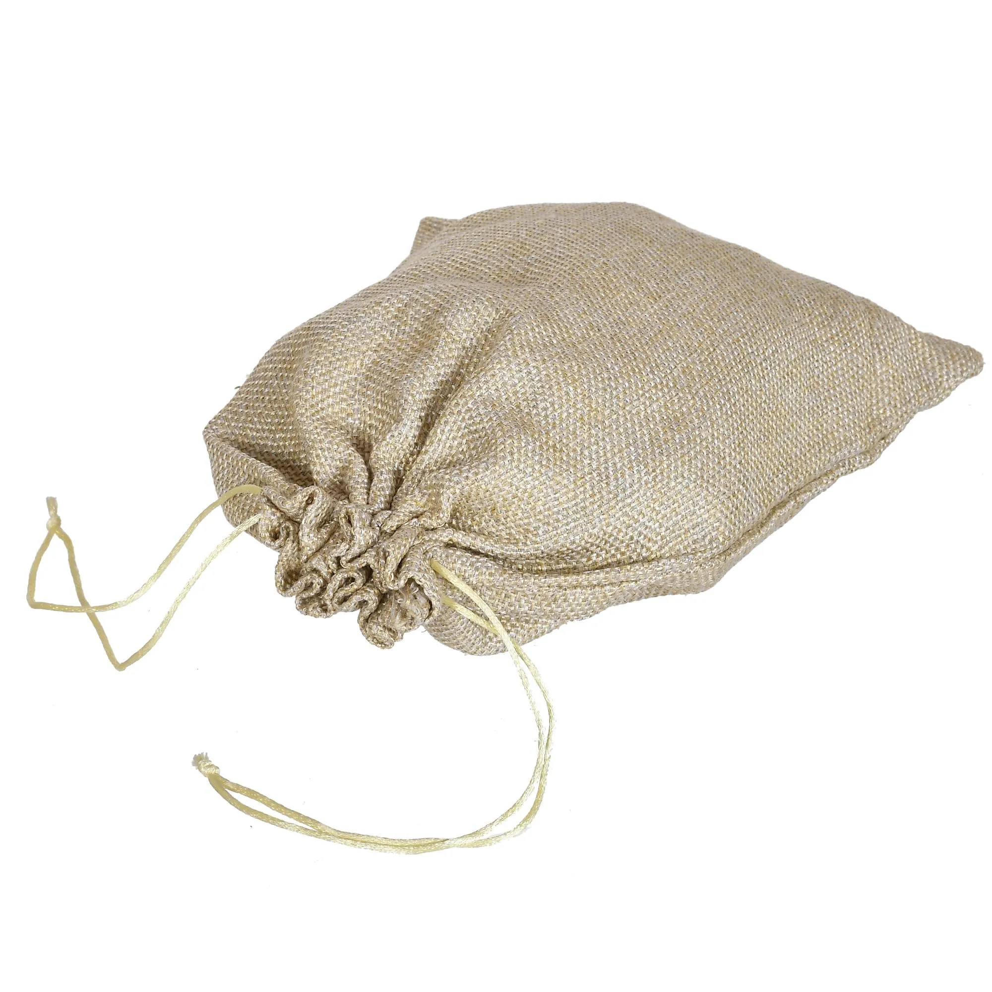 Kuber Industries Jute Potli Bags for Return Gifts with Drawstring|Pack of 2 (Gold)