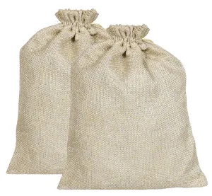 Kuber Industries Jute Potli Bags for Return Gifts with Drawstring|Pack of 2 (Gold)