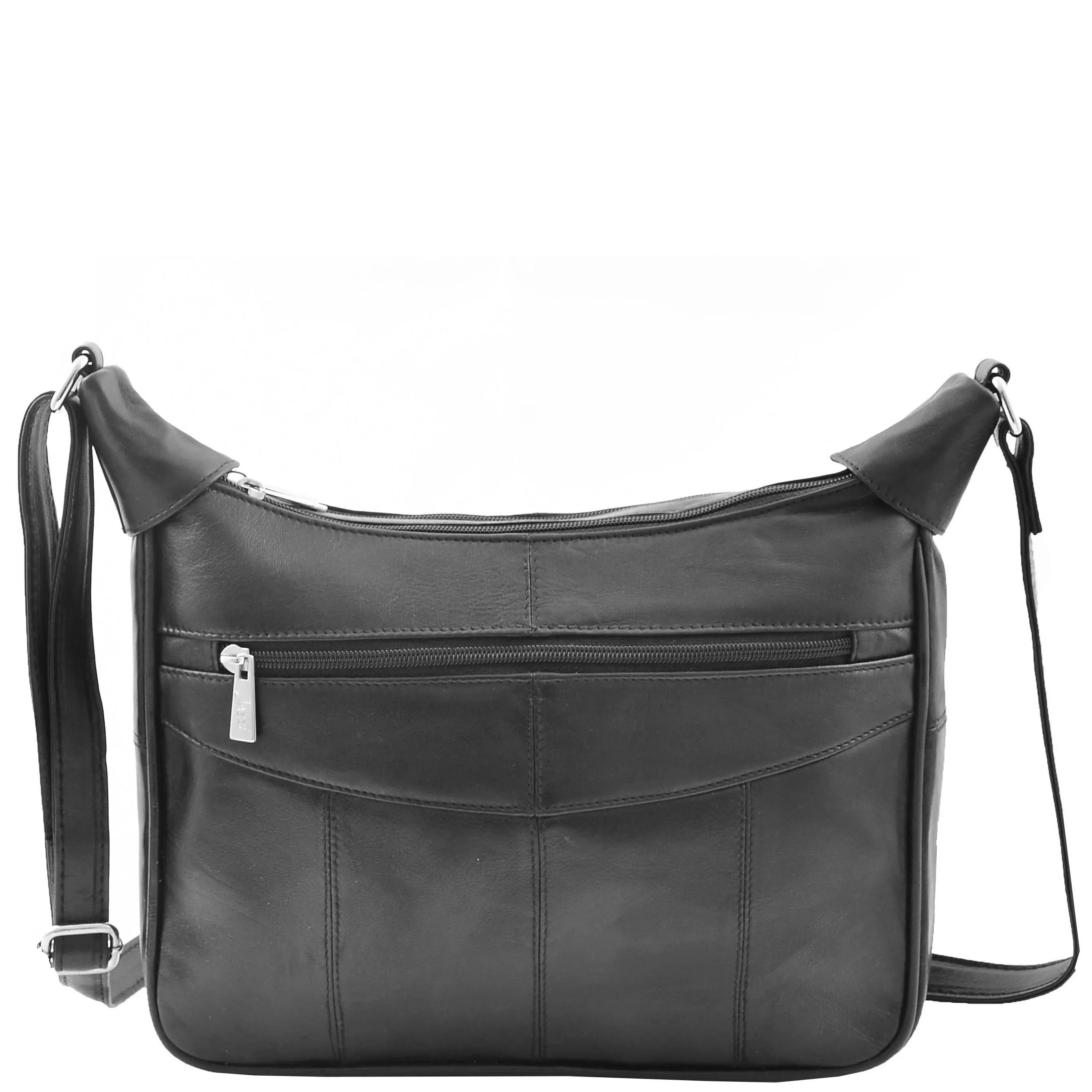 Ladies Soft Leather Crossbody Bag Twin Zip Top Everyday Organiser Bertha Black