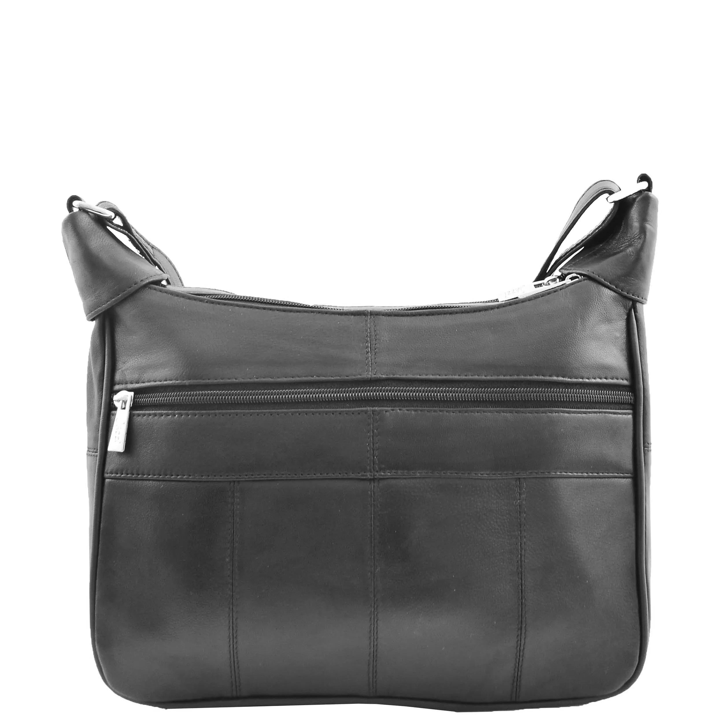 Ladies Soft Leather Crossbody Bag Twin Zip Top Everyday Organiser Bertha Black