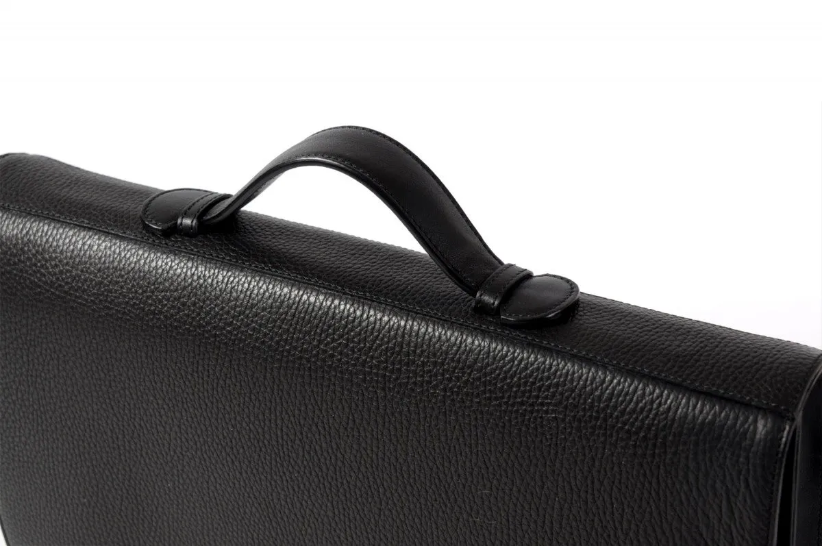 Leather Briefcase - Soft Leather Conference Case - Onyx Pebble